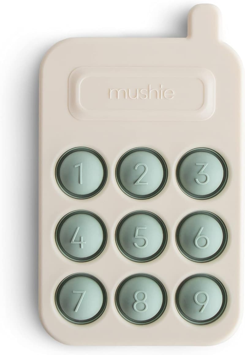 Mushie Sensorisches Telefon Pressspielzeug für Kinder und Erwachsene - Cambridge Blau