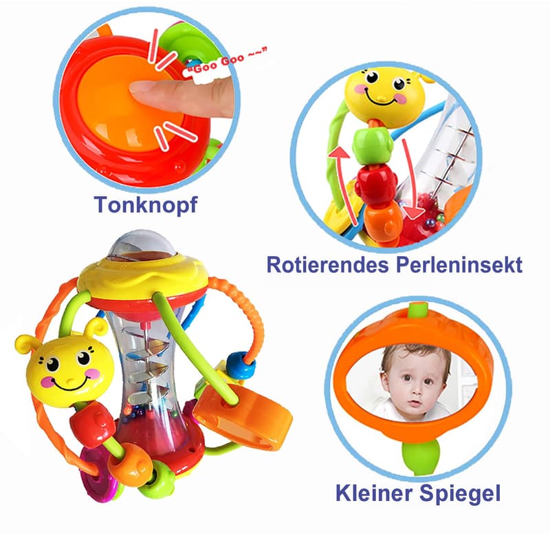 Motorikspielzeug für Babys ab 6 Monaten – Rassel und Greifball
