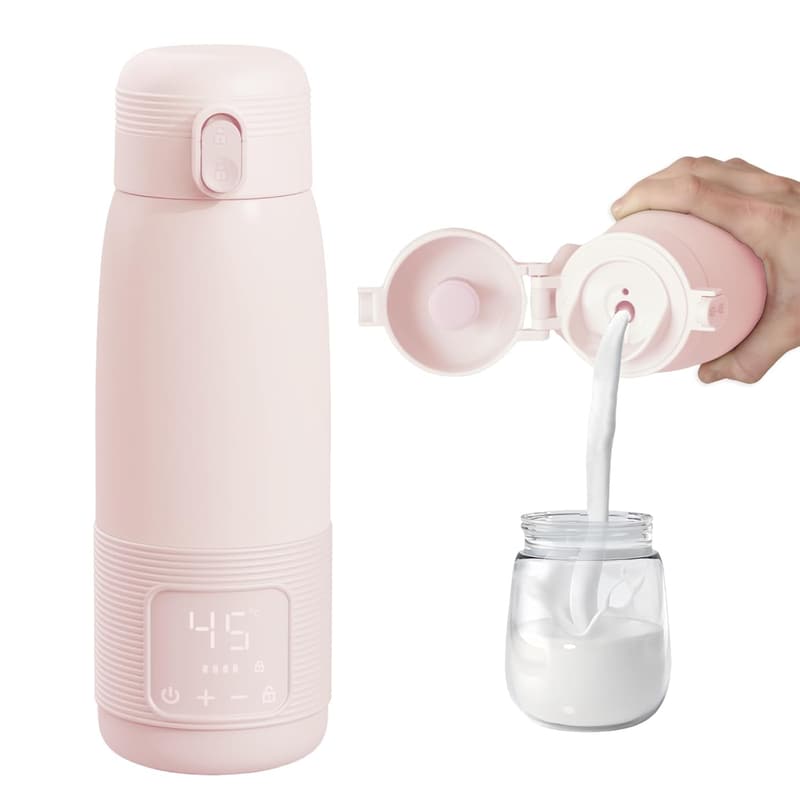 Schnellheizender Babyflaschenwärmer mit Digitalanzeige, 500ml, hellrosa grau