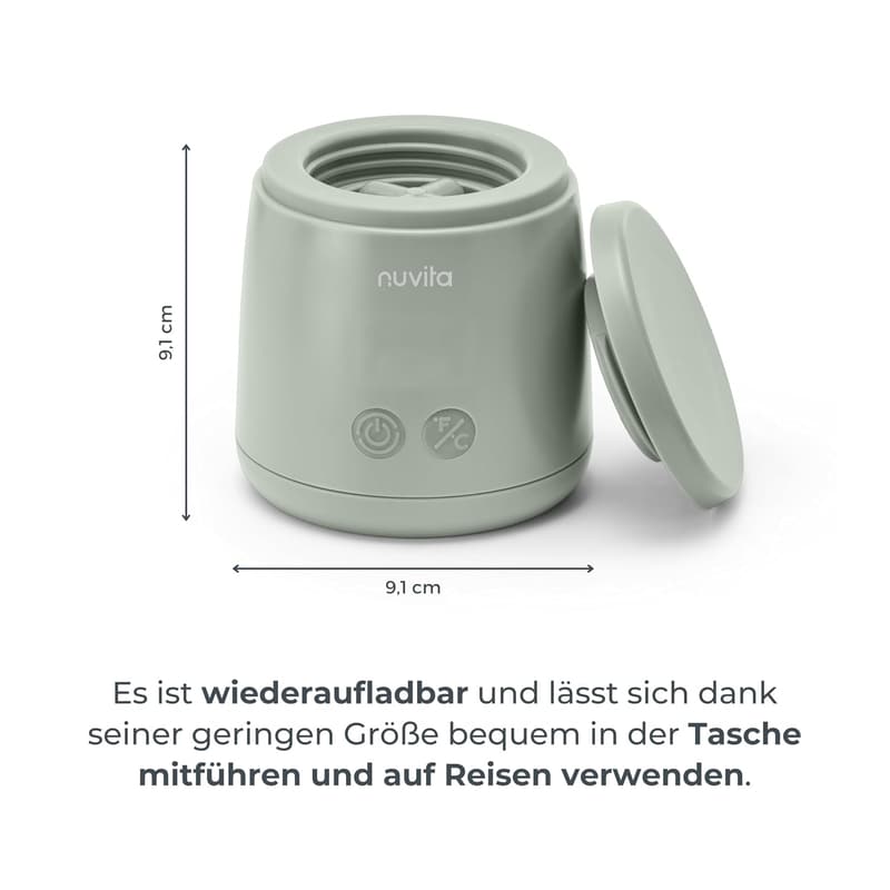 Nuvita 1163 Tragbarer Flaschenwärmer mit Heiz-Funktion – 3 Minuten Aufheizzeit