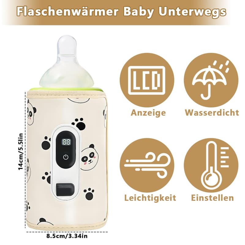 Portabler Babyflaschenwärmer mit LCD-Display und 21 Temperaturstufen