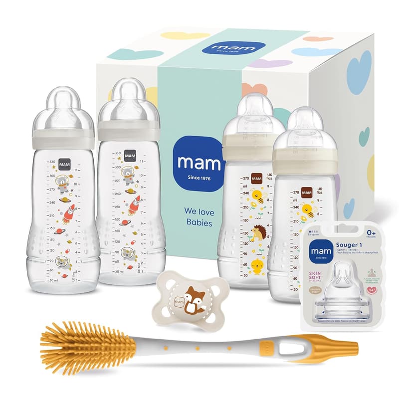 MAM Easy Active Babyflaschen-Set für Neugeborene, 94% Akzeptanz, stillfreundlich, beige