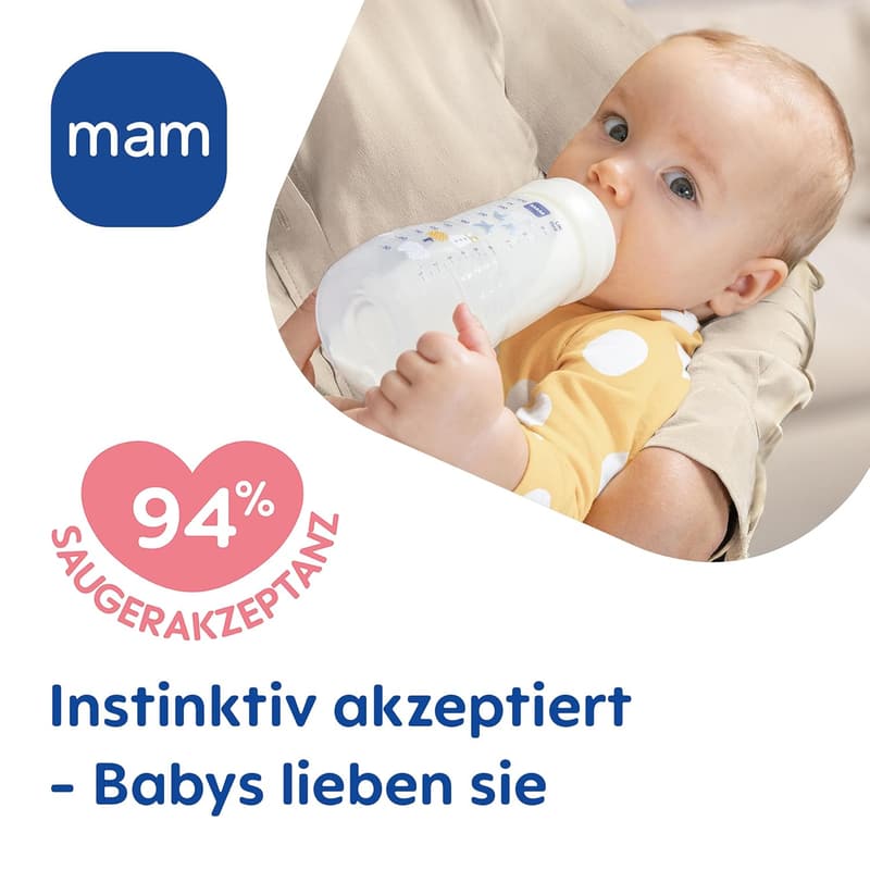 MAM Easy Active Babyflaschen-Set für Neugeborene, 94% Akzeptanz, stillfreundlich, beige
