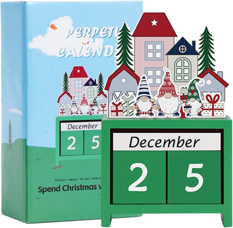Festlicher Weihnachts-Countdown-Kalender aus Holz für die Winterdekoration