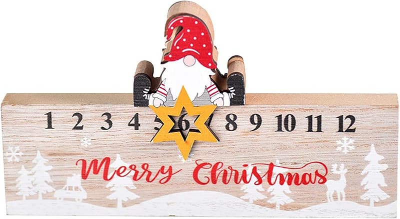 Weihnachts-Adventskalender aus Holz, dekorative Tischdekoration