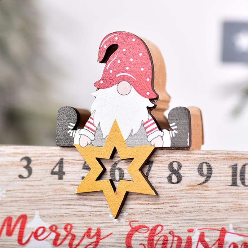 Weihnachts-Adventskalender aus Holz, dekorative Tischdekoration