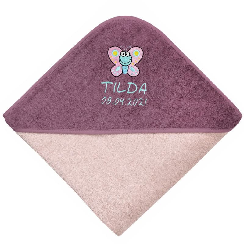 Personalisierbares Kapuzenhandtuch - Peach-Mauve - 100x100 cm - für Babys und Kinder