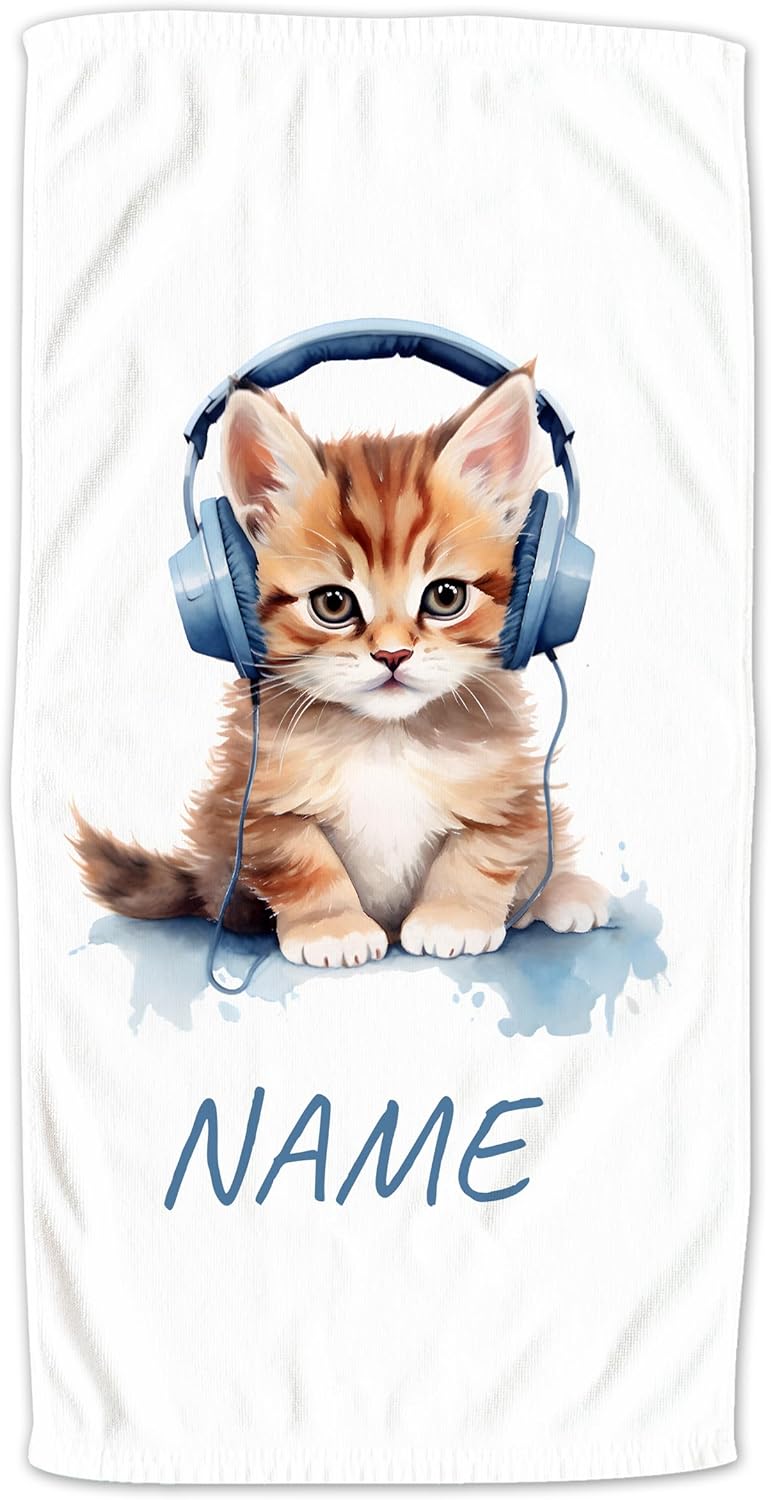 Personalisierte Badetücher für Kinder und Erwachsene – Katze, 140x70cm