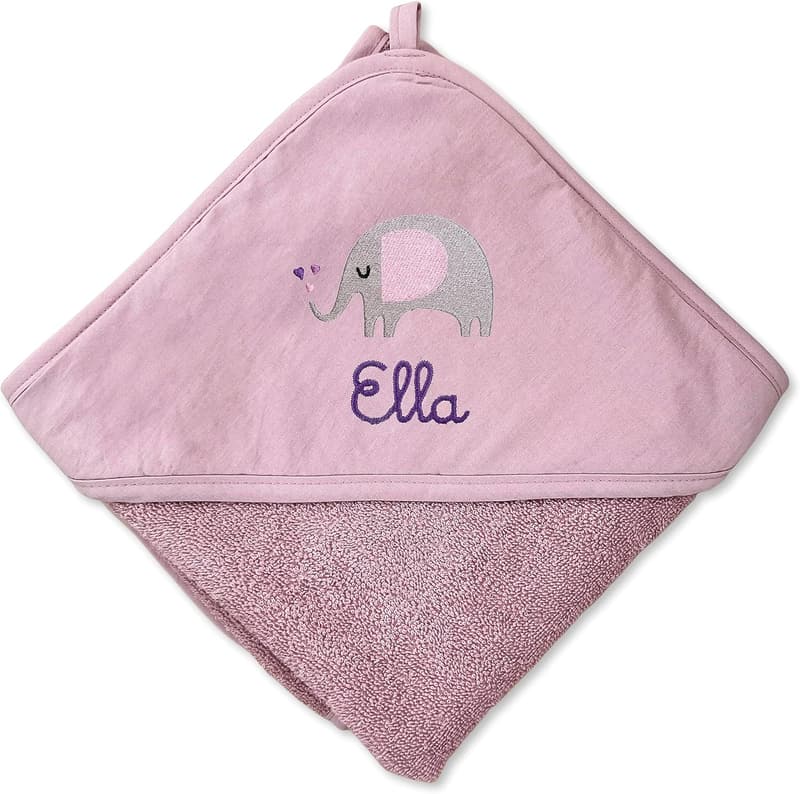 Personalisierte Kapuzenhandtücher für Mädchen aus 100% Baumwolle, 75x75 cm, Mauve/Lila