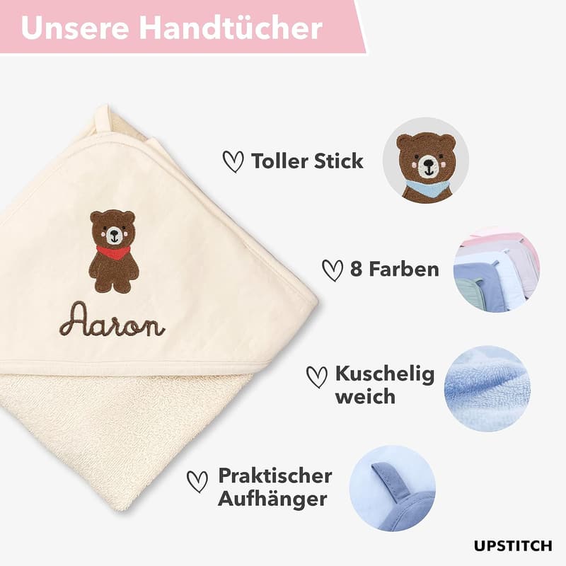Personalisierte Kapuzenhandtücher für Mädchen aus 100% Baumwolle, 75x75 cm, Mauve/Lila