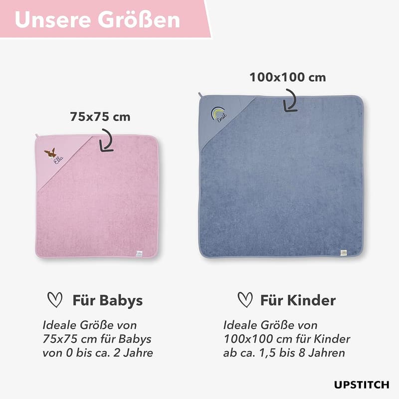 Personalisierte Kapuzenhandtücher für Mädchen aus 100% Baumwolle, 75x75 cm, Mauve/Lila