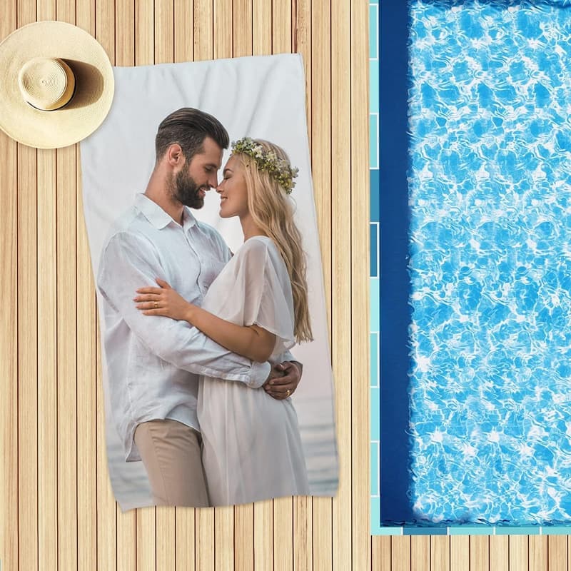 Personalisiertes Strandhandtuch mit Foto – 100 x 180 cm
