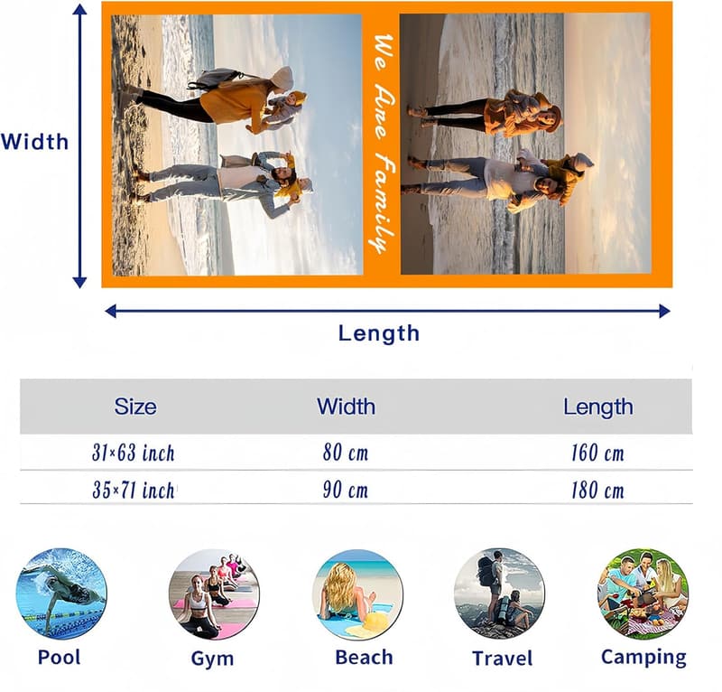 Personalisierte Strandtücher mit Foto, superweiches Mikrofasergewebe