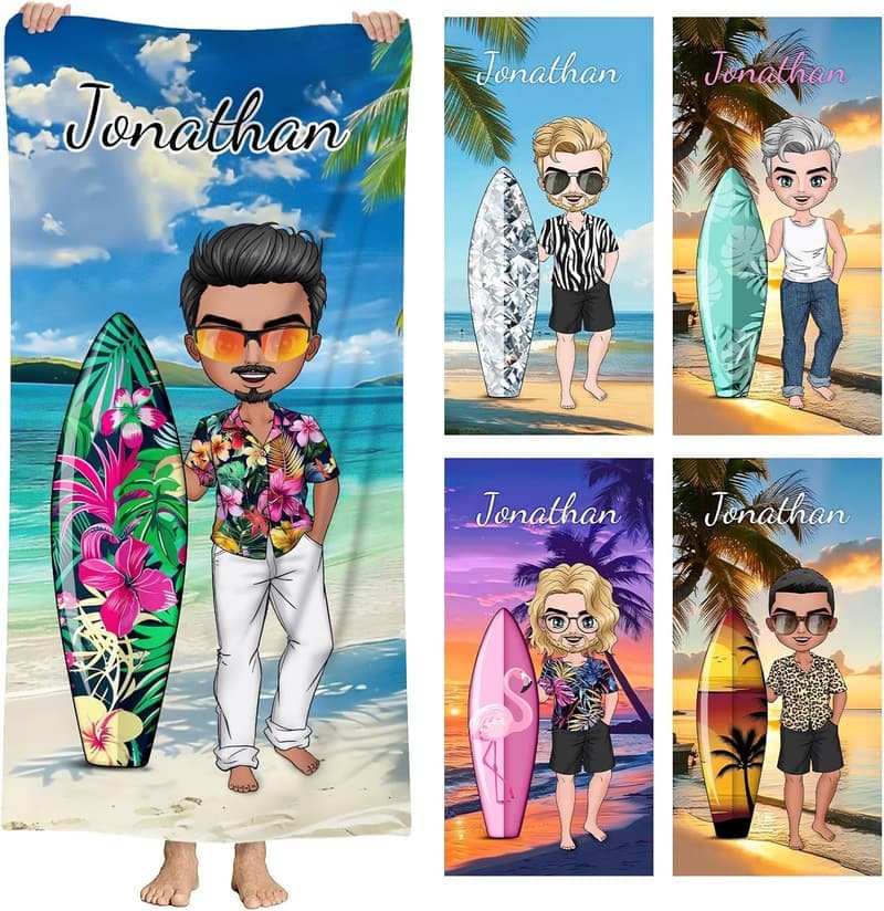 Personalisierbares Strandtuch für beste Freunde – 76x152 cm, schnell trocknend
