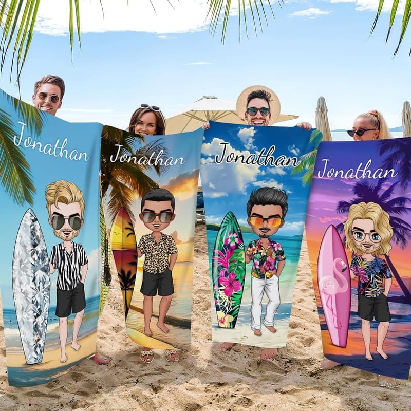 Personalisierbares Strandtuch für beste Freunde – 76x152 cm, schnell trocknend