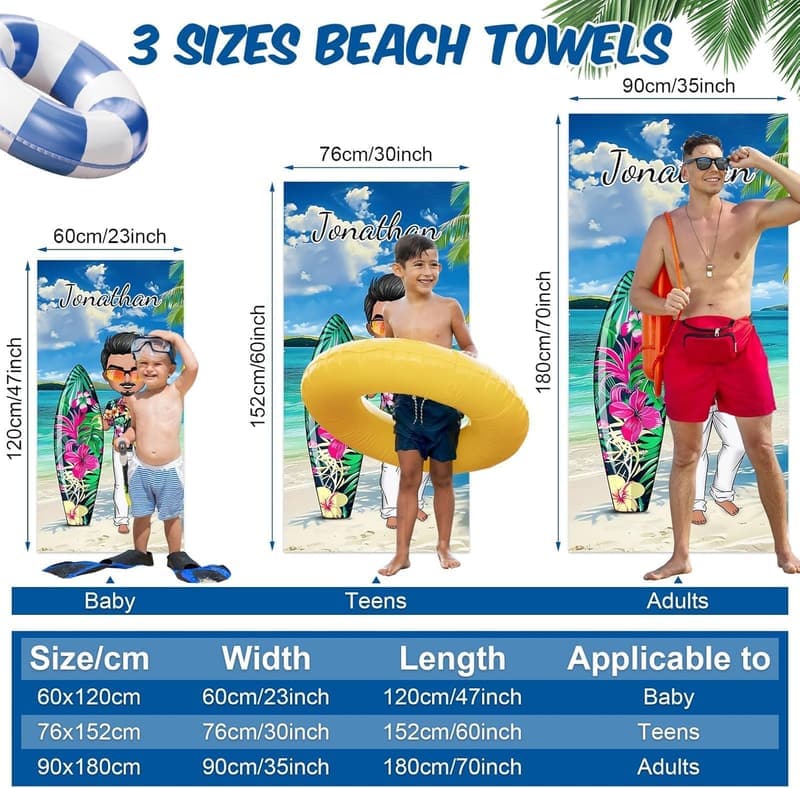 Personalisierbares Strandtuch für beste Freunde – 76x152 cm, schnell trocknend