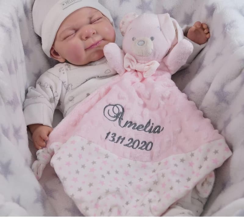 Personalisierbares Schmusetuch mit Namen und Geburtsdatum für Babys