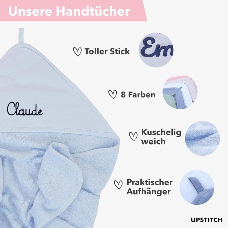 Personalisierte Kapuzenhandtücher für Babys aus 100% Baumwolle, 100x100cm