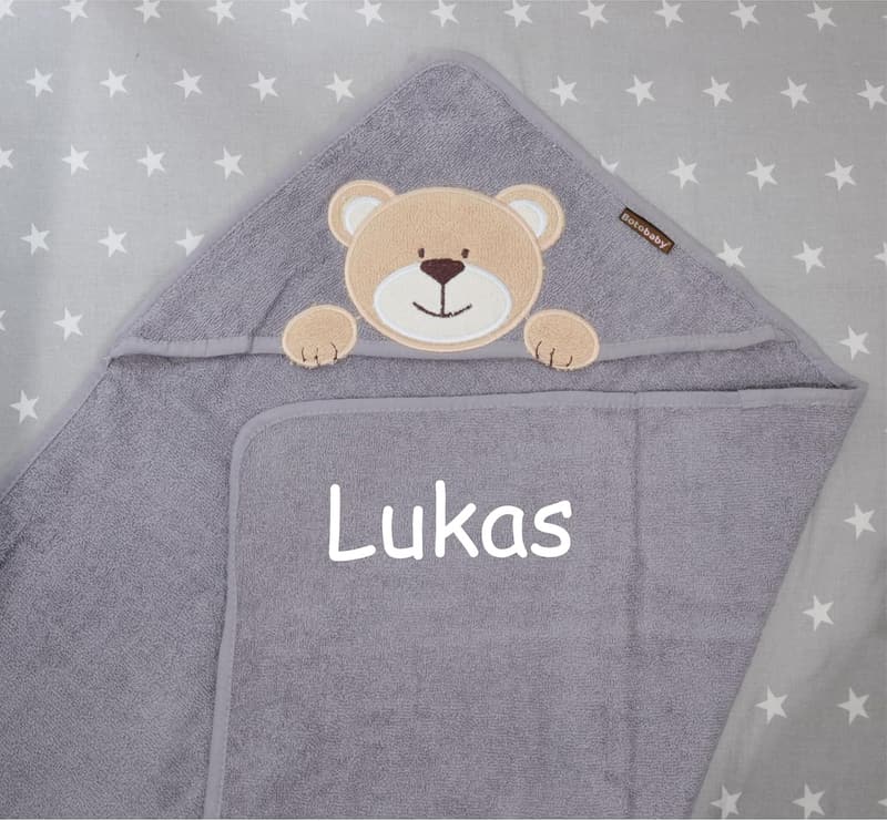 Personalisierte Kapuzentücher aus 100% Baumwolle für Kinder - Grau