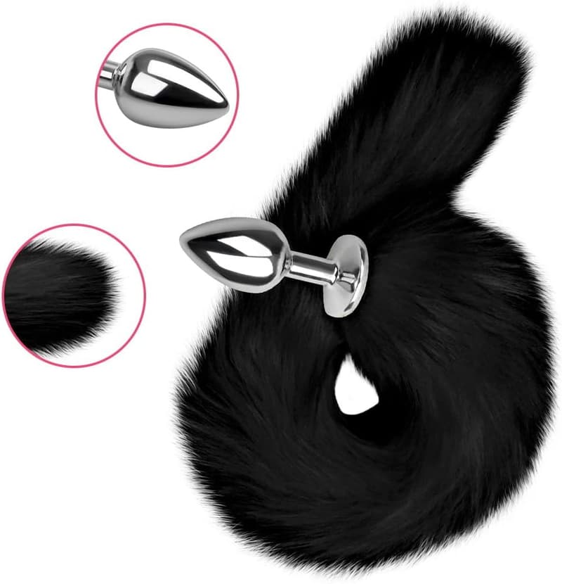 Fuchsschwanz Analplug aus Metall für BDSM und Fetischspiele
