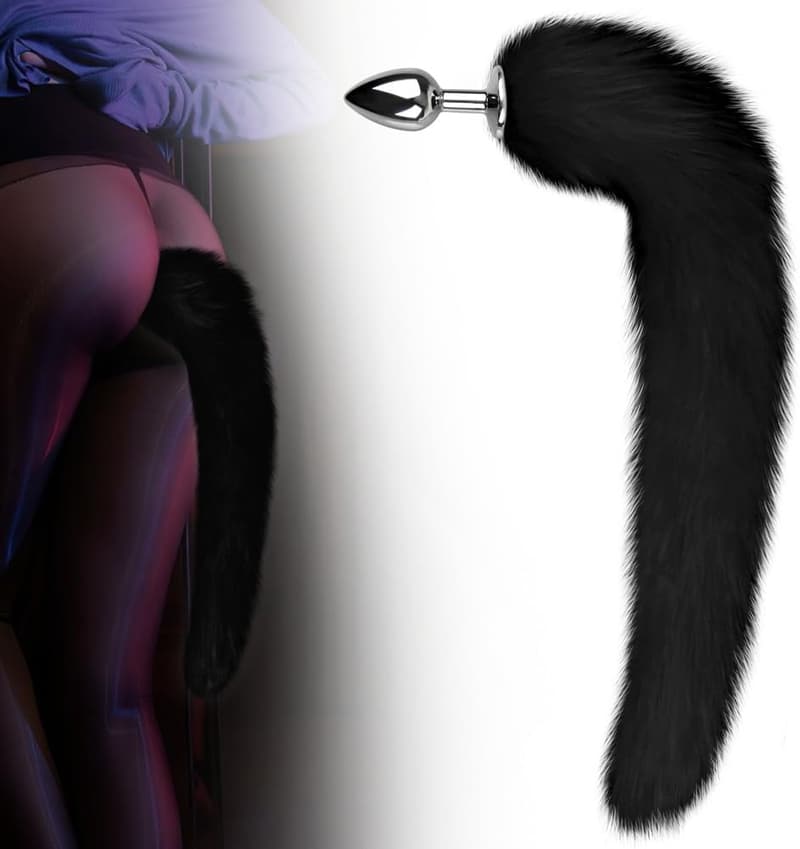 Fuchsschwanz Analplug aus Metall für BDSM und Fetischspiele