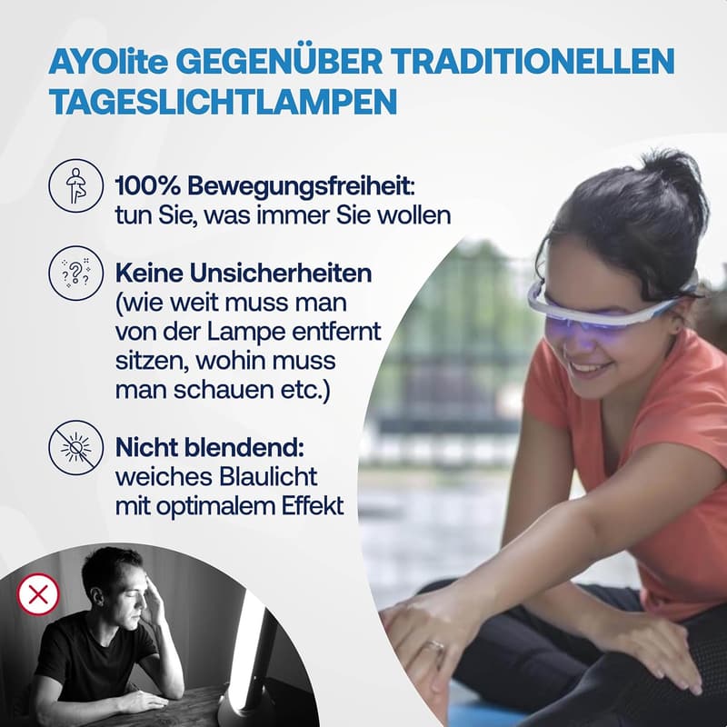 Lichttherapiebrille AYOlite – Benutzerfreundlich & sicher, UV-frei