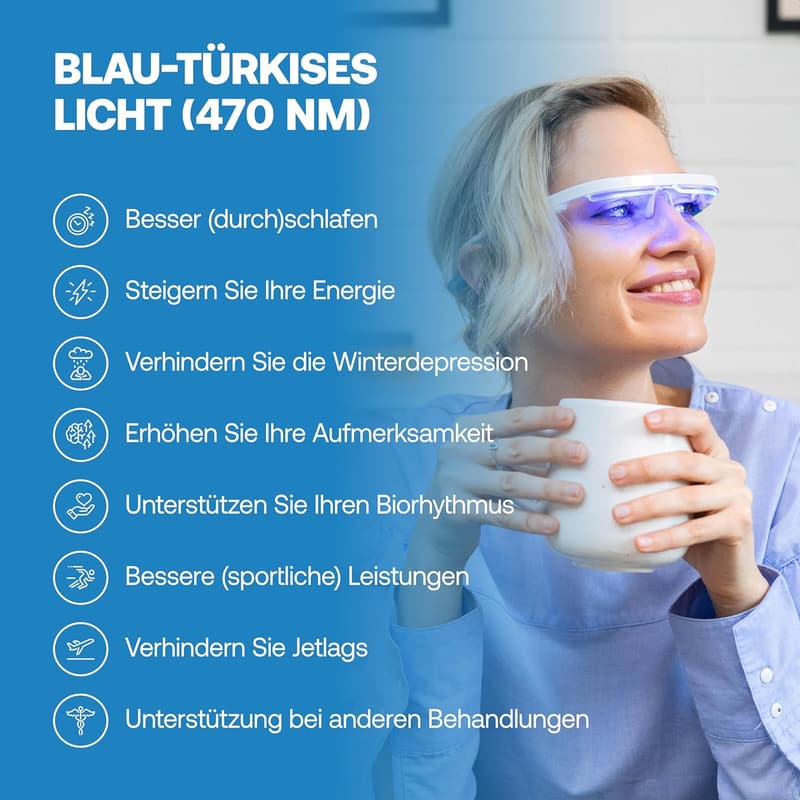 Lichttherapiebrille zur Optimierung von Schlaf und Stimmung - 670nm rotes Licht