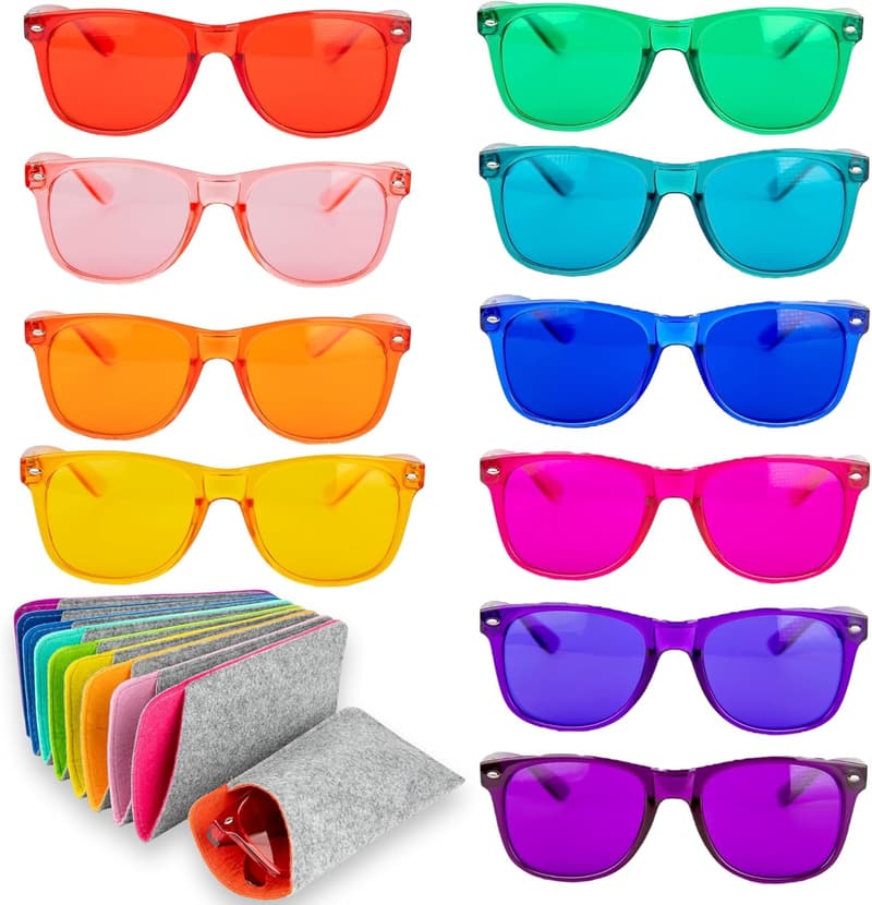 Farbtherapie-Brille für Entspannung und Fokus – bunte Sonnenbrille-Set