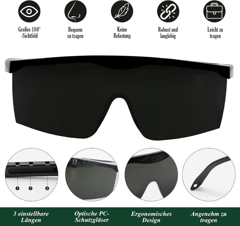 IPL Schutzbrille für Haarentfernung & Kosmetik, UV-Schutz, Dunkelgrün