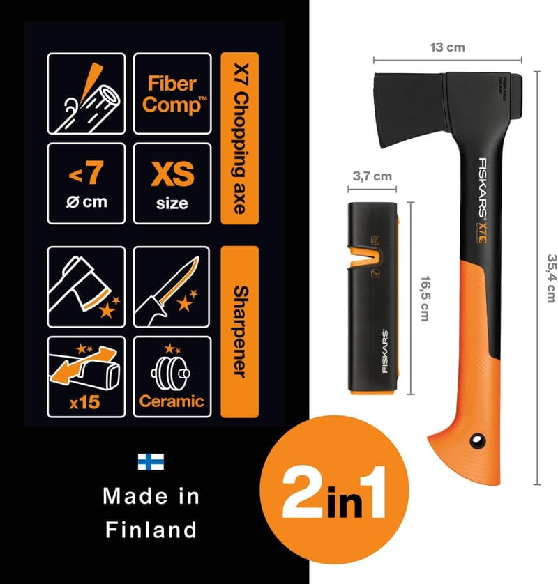 Fiskars Universalaxt-Set mit Klingen- und Transportschutz, 35,5 cm