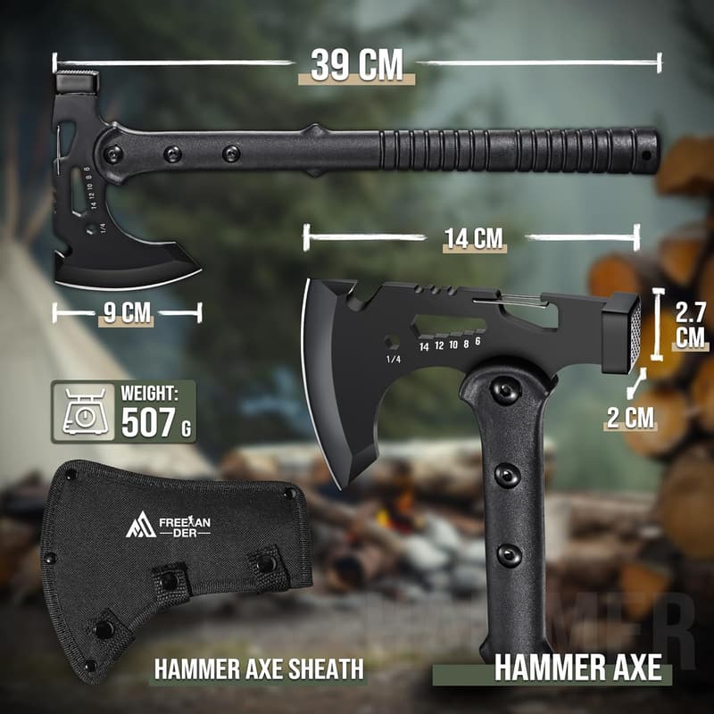 Survival Axt mit Hammer für Outdoor-Abenteuer – rutschfester ABS-Griff