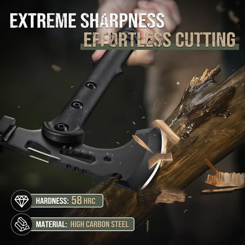 Survival Axt mit Hammer für Outdoor-Abenteuer – rutschfester ABS-Griff