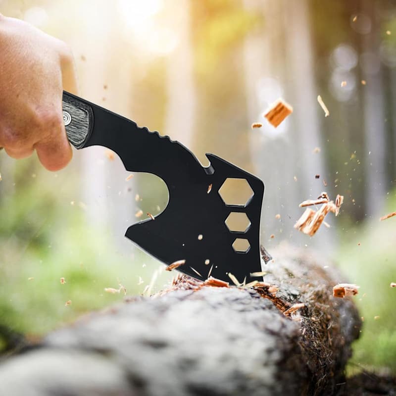 Aicharynic Camping- und Survival-Axt mit Holzgriff und Tasche
