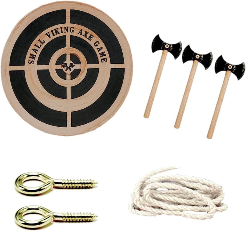 Wikinger-Axt-Wurfspiel-Set mit Holz-Ziel und 3 Beilen für Freunde