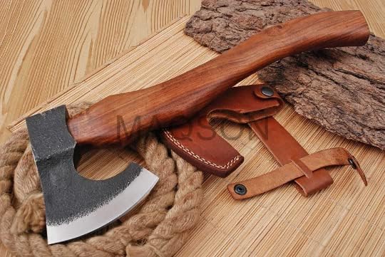 Handgeschmiedete Wikinger-Axt aus 1095 Karbonstahl mit Lederscheide