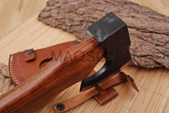 Handgeschmiedete Wikinger-Axt aus 1095 Karbonstahl mit Lederscheide