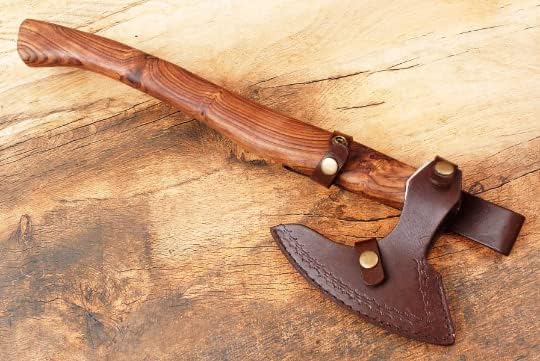 Handgeschmiedete Wikinger-Axt aus 1095 Karbonstahl mit Lederscheide