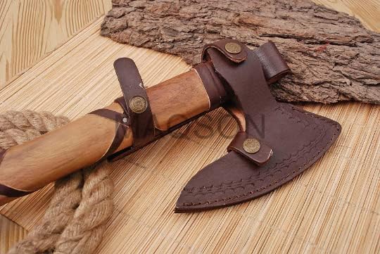 Handgeschmiedete Wikinger Axt aus 1095 Karbonstahl mit Lederscheide