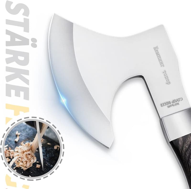 Omesio Mini Axt für Camping – Robust, 19,3 cm, Handbeil mit Holzgriff