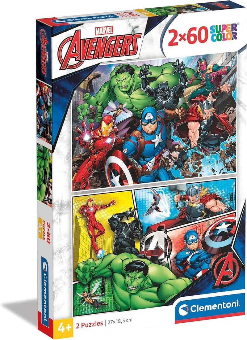 Puzzle The Avengers – 2x60 Teile, leuchtendes Kinderpuzzle ab 4 Jahren