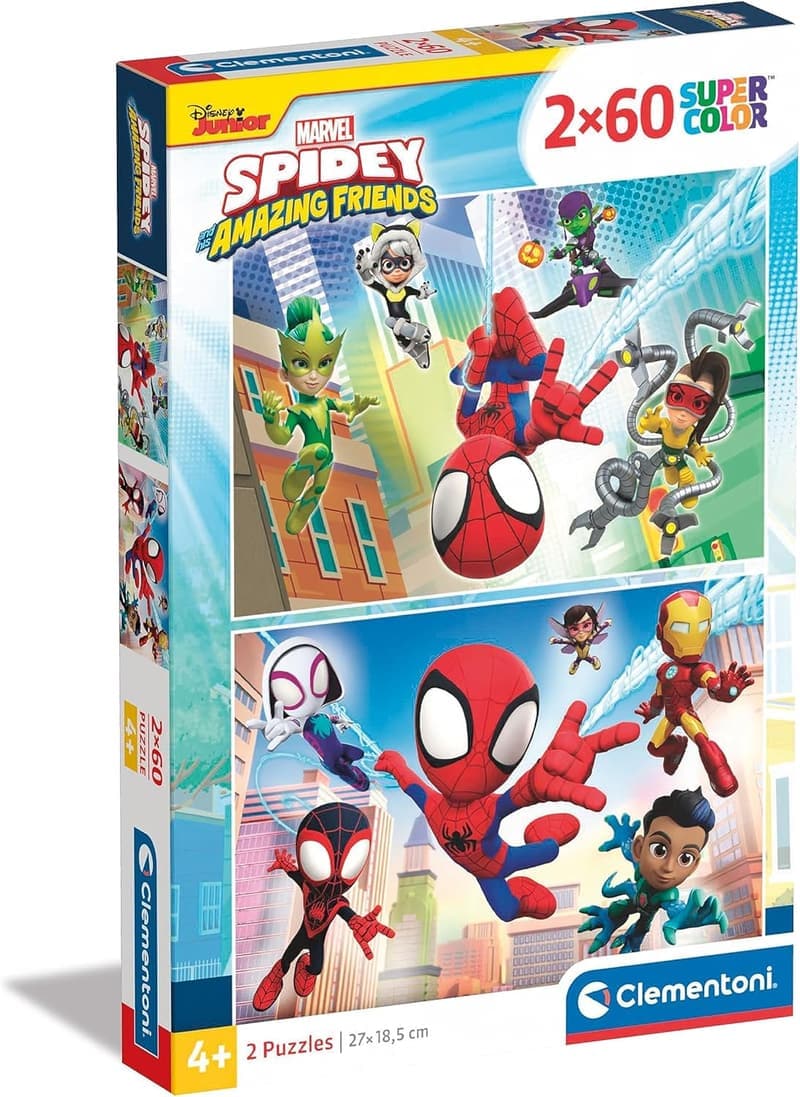 Marvel Spidey Puzzle für Kinder - 2 x 60 Teile, leuchtend & bunt