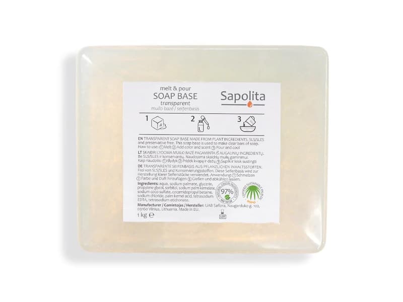 Seifenbasis für die Herstellung von transparenter Glycerinseife - 1 kg, SLS/SLES-frei