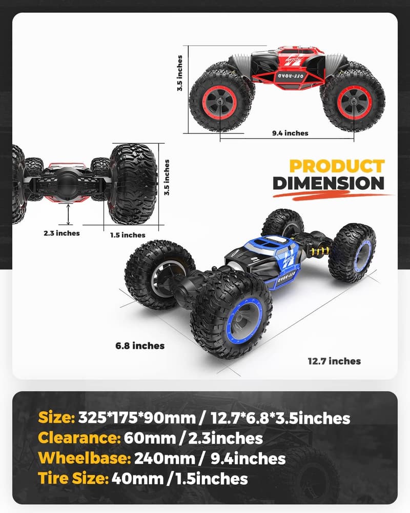 BEZGAR TD141 4WD RC Stunt-Auto für Kinder und Erwachsene, Blau