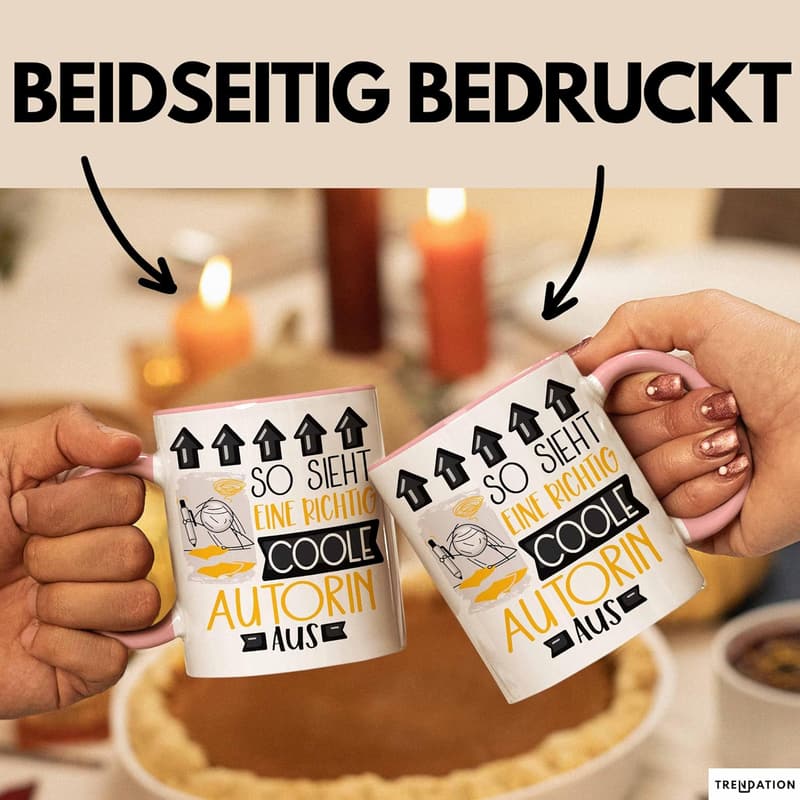Geschenk zum Geburtstag: Lustige Tasse für Autorinnen (Rosa)