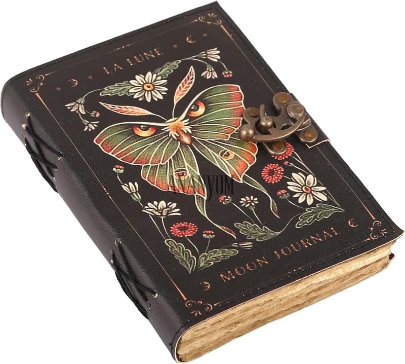 Vintage Lederjournal mit Schmetterling-Motiv und 200 unlinierte Seiten für Männer und Frauen