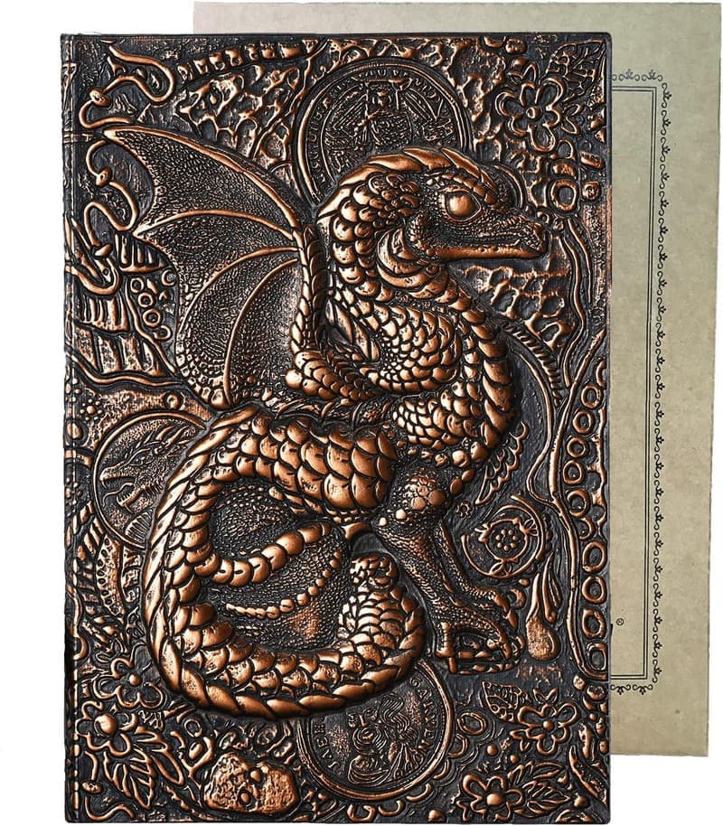 Vintage Leder Notizbuch A5, 200 Seiten, geprägtes Tagebuch für Erwachsene