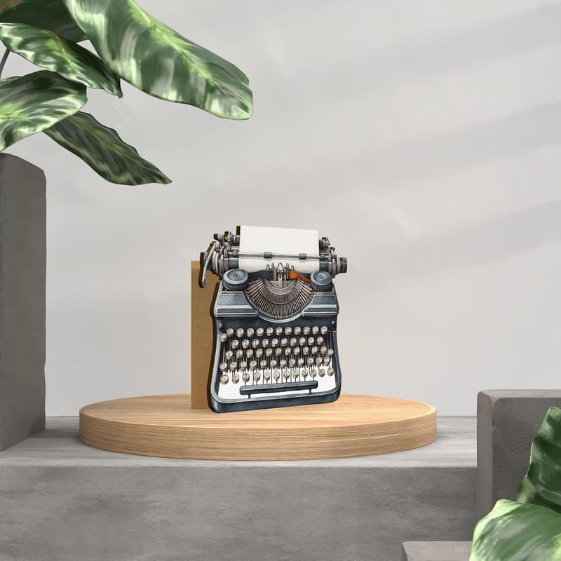Retro Geburtstagskarte mit Schreibmaschine aus Holz – Geschenk für Autoren