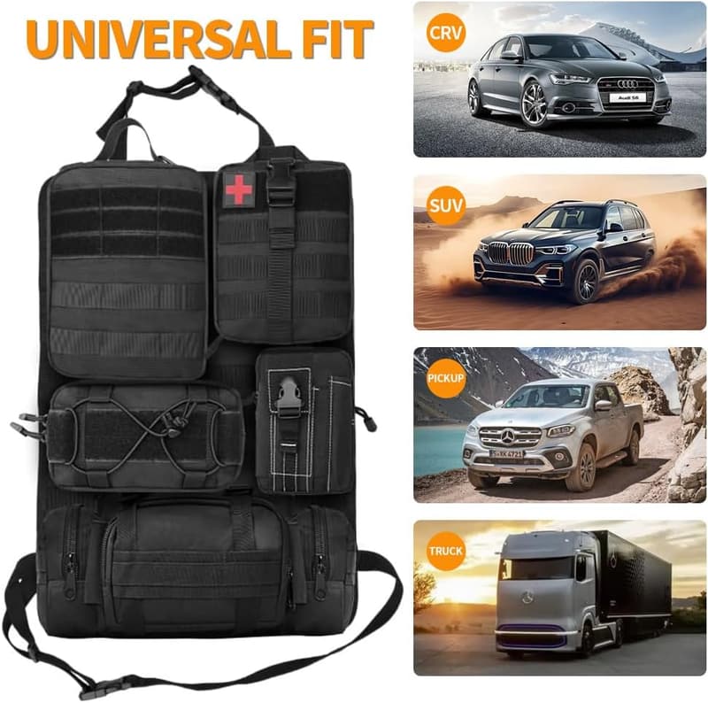 Taktischer Auto-Rückenlehnen-Organizer mit 5 Molle-Taschen