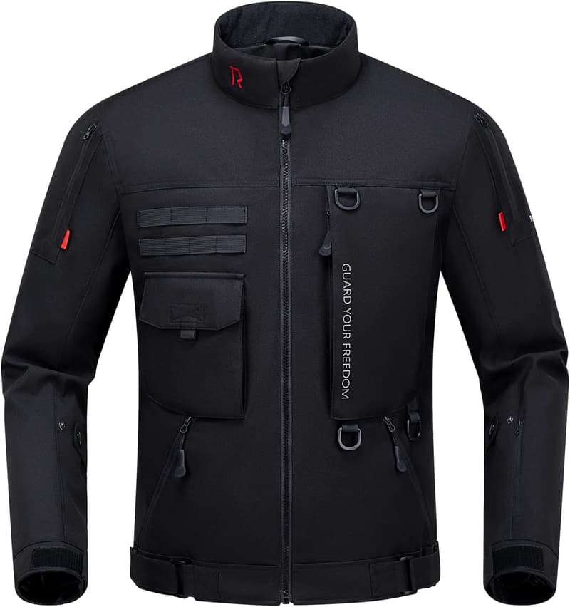 Winddichte Motorradjacke für Männer mit CE-Polstern, Schwarz, XL