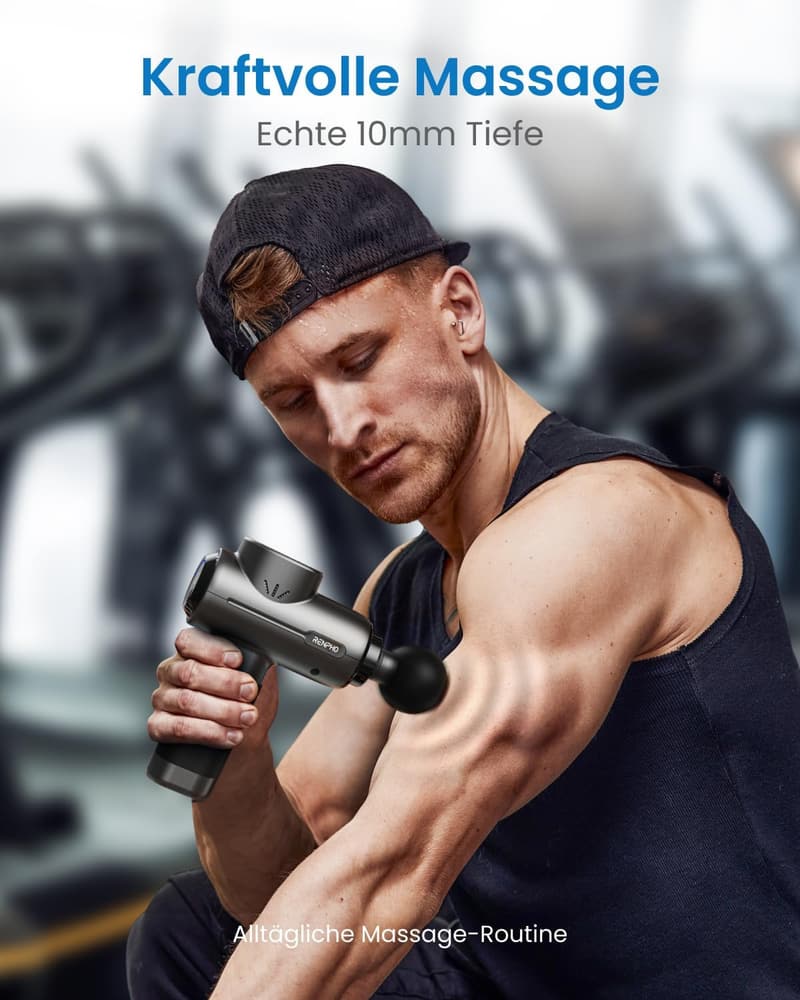 RENPHO Massagepistole 3200 U/min mit 2500mAh Akku, Schwarz